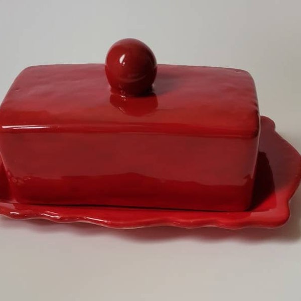 Red Butter Dish Etsy