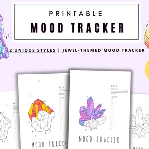 Digitale Mood Tracker Pack afdrukbaar, Bullet Journal pagina's sjabloon, Gemstone Crystal Bujo voegt stemmingsgrafiek afdrukbare geestelijke gezondheid tracker in