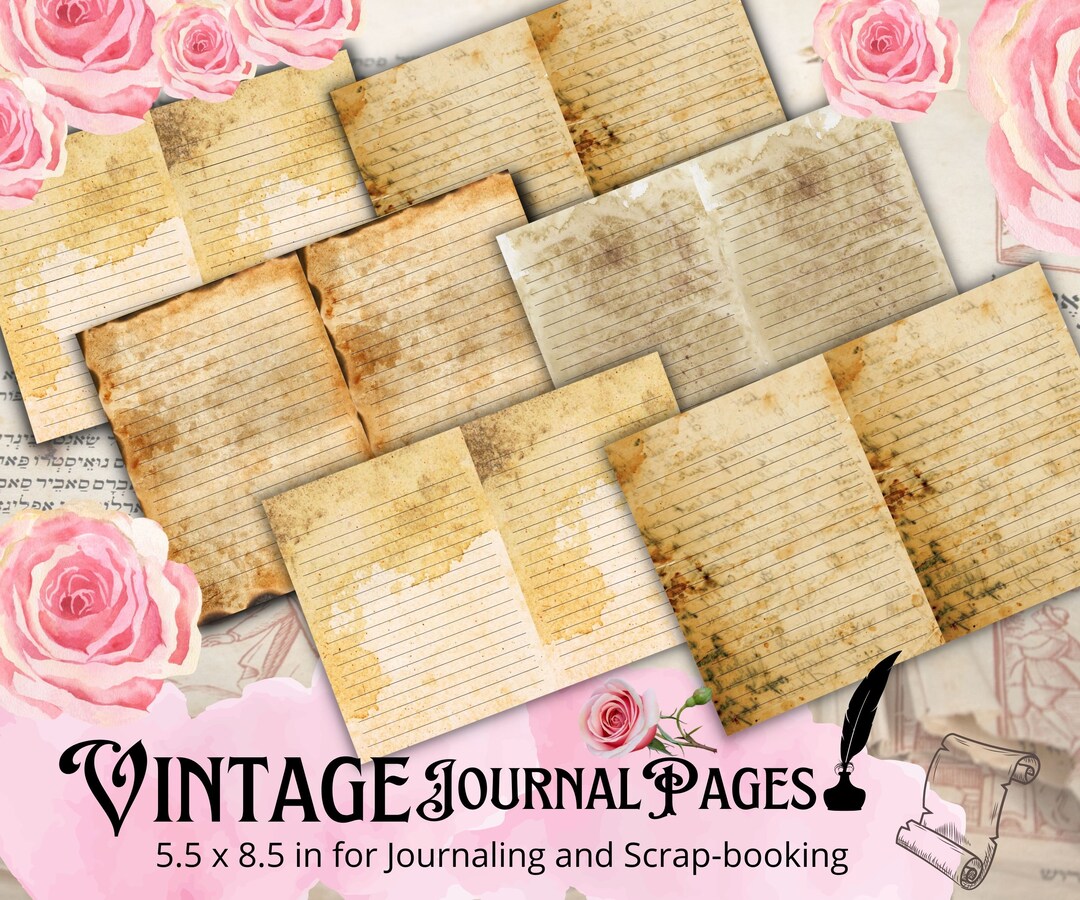 Junk Journal Kit Stained Vintage Digital Papers, Printable Grunge Paper ...