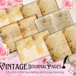 Junk Journal Kit Stained vintage Digital Papers, Printable Grunge Paper, Scrapbooking, Craft Art Pages for Collage Stained Paper for Artwork