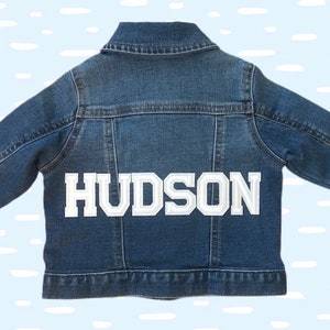 Baby Denim Jacket Toddler Custom Personalized Patches Pregnancy Announcement Gift New Baby Birth Shower Brother Sister image 7