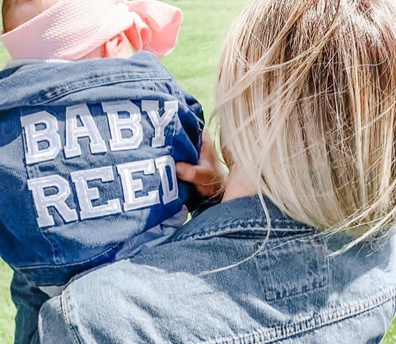 Baby Denim Jacket Toddler Custom Personalized Patches Pregnancy Announcement Gift New Baby Birth Shower Brother Sister image 6