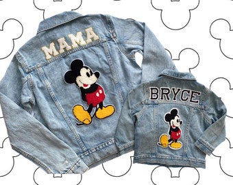 Mama and Mini Mickey Jacket | Boys Denim Jacket | Magical | Park | Vacation | Personalized | Jean | Kids | Patches | Mickey | Castle