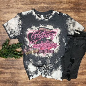 Guitars and Hillbilly music bleached graphic t-shirt. Womens vintage country music concert tshirt. Trendy shirts, friend gift.