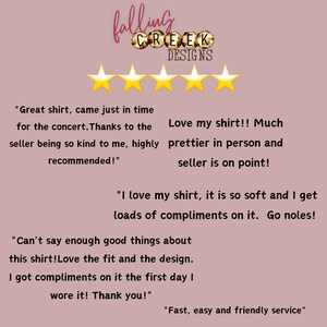 5 star reviews from previous FCD customers. "Love my shirt, much prettier in person and seller is on point"