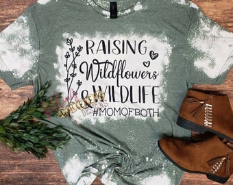 Raising Wildflowers Wildlife Mom T-Shirt: Mom of Both Graphic Tee