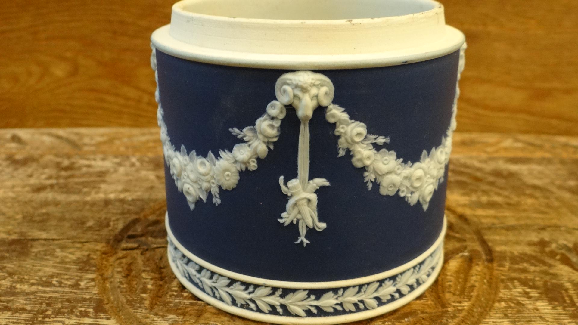 Antique English Ram Goat Heads Floral Neoclassical Wedgewood Blue ...