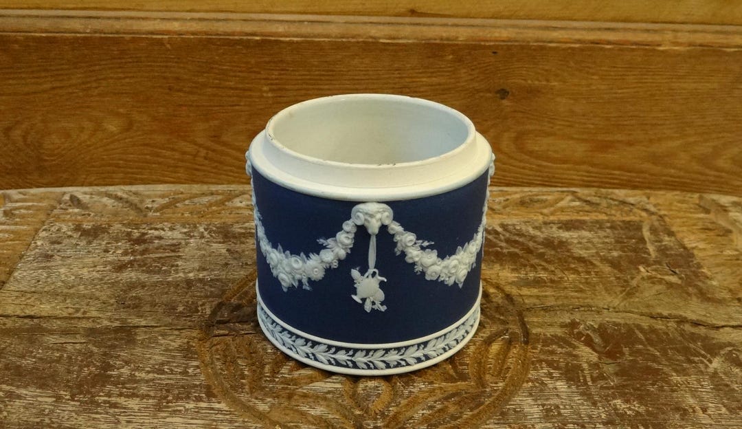 Antique English Ram Goat Heads Floral Neoclassical Wedgewood Blue ...