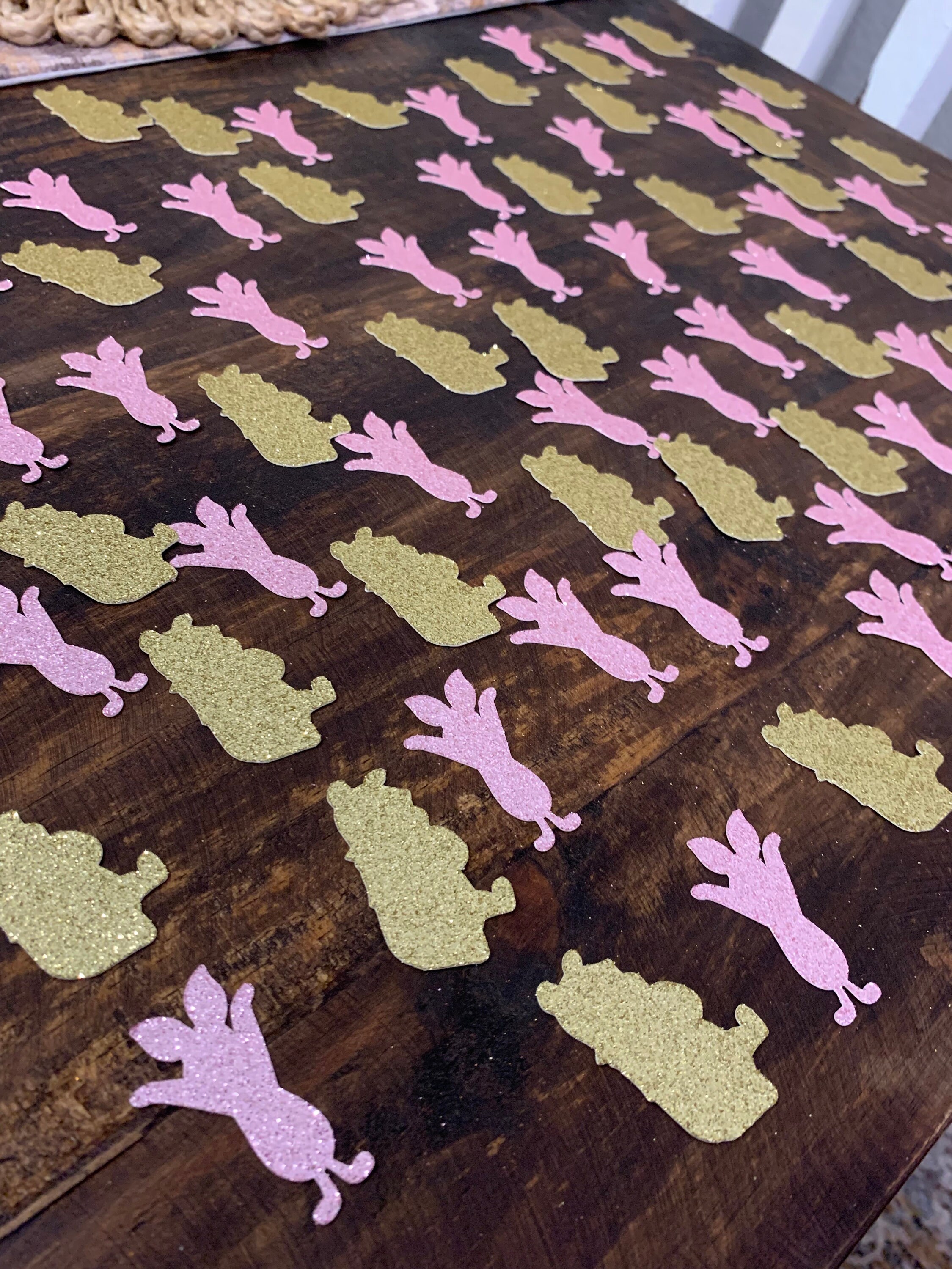 Winnie the Pooh and Piglet glitter confetti pink piglet party decor baby shower and birthday party confetti