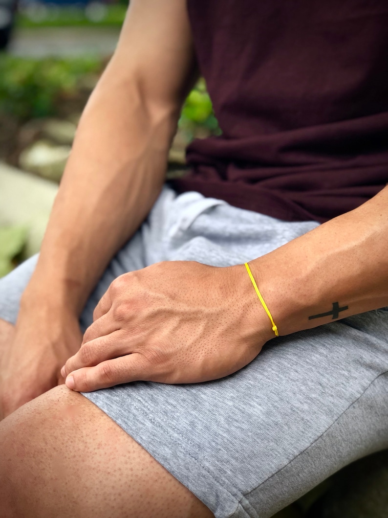 Unisex String Bracelet Men Friendship Bracelet Adjustable Cord Slip knot Bracelet, Yellow Cord Bracelet Mens