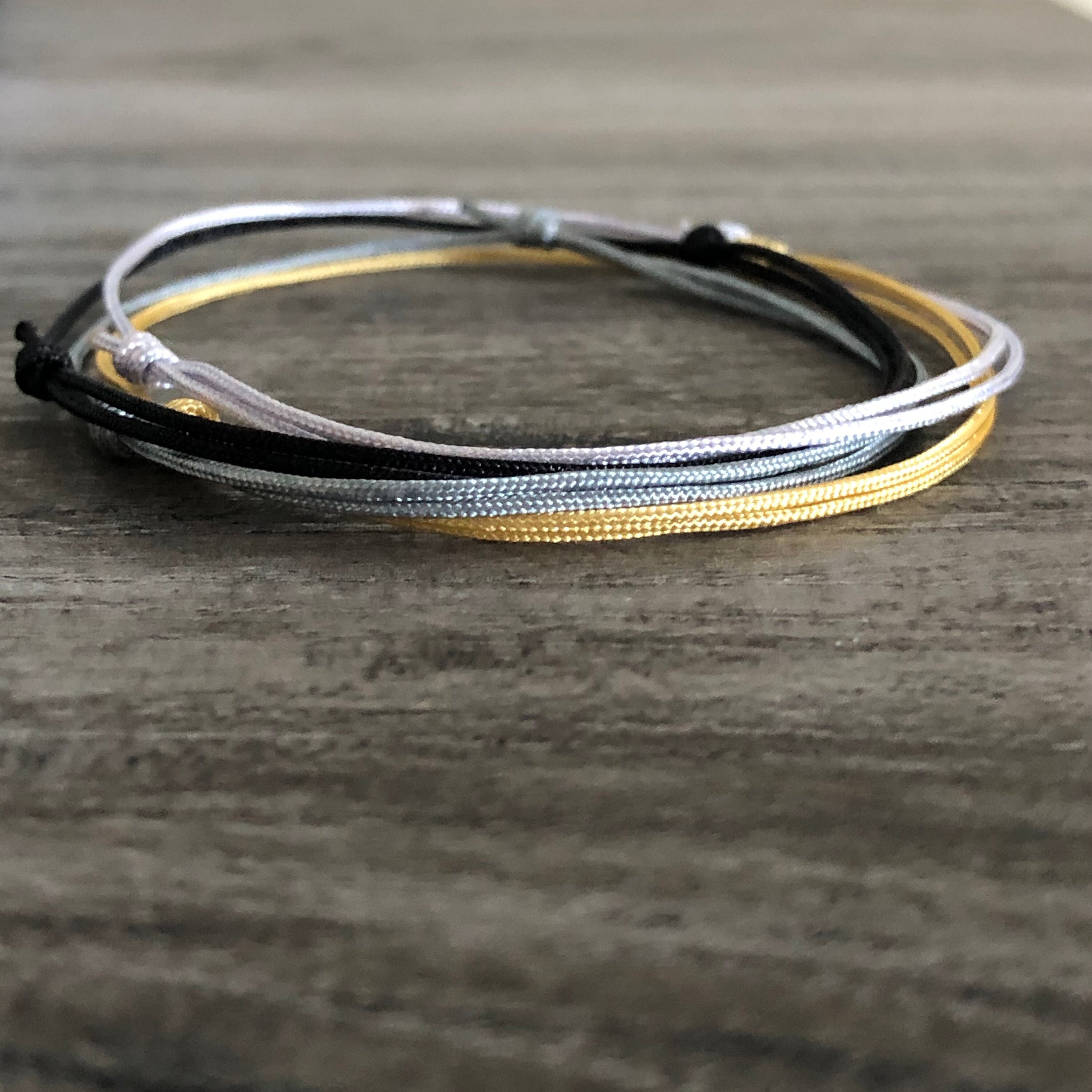 Gray Bracelet Mens Grey Cord Bracelet Adjustable String Etsy