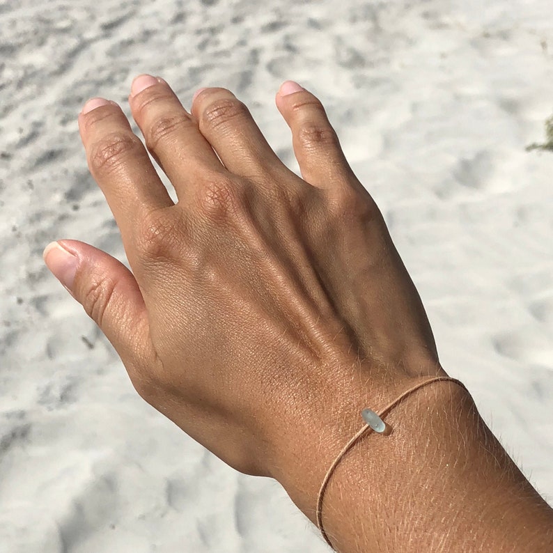 glass bead bracelet Minimalist Tie on Bracelet tie on cord bracelet tiny bead bracelet sea glass bead anklet