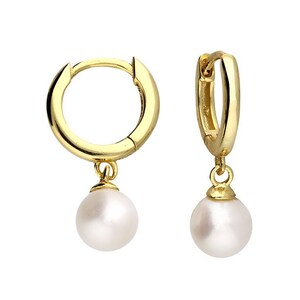 Gold Pearl Hoops