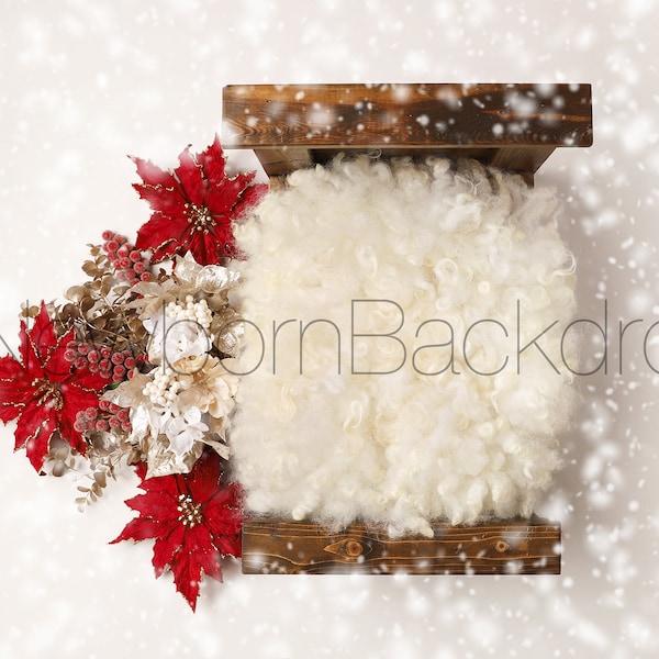 Christmas Newborn Digital Backdrop, Winter Newborn Backdrop, Christmas Newborn Digital Background, White Wool Newborn Backdrop, Snow Digital