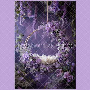 Girl Newborn Digital Background, Floral Newborn Background, Newborn Digital, Purple Newborn Prop, Digital Newborn Backdrop, Composite