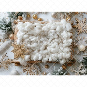 Christmas Newborn Digital Backdrop, Christmas Bed Backdrop, Christmas Composite, White Christmas Digital Background, Newborn Composite