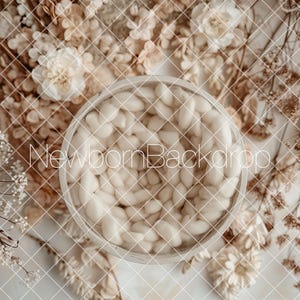 Boho Newborn Digital Backdrop, Boho Backdrop, Neutral Digital Backdrop, Baby Photography Props, Boho Floral Backdrop, Newborn Composite