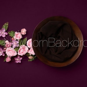 NEWBORN Digital Background, Girl Newborn Digital Backdrop, Newborn Photography Prop, Girl Floral Backdrop, Pink Floral Newborn Background