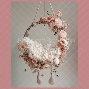 Girl Newborn Digital Background, Floral Newborn Background, Newborn Digital, Pink Newborn Prop, Digital Newborn Backdrop, Newborn Composite