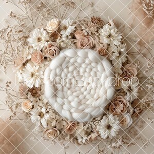 Boho Newborn Digital Background, Boho Backdrop, Neutral Digital Backdrop, Baby Photography Props, Boho Floral Backdrop, Newborn Composite