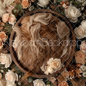 Boho Newborn Digital Background, Boho Backdrop, Neutral Digital Backdrop, Baby Photography Props, Boho Floral Backdrop, Newborn Composite