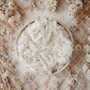 Boho Newborn Digital Background, Boho Backdrop, Neutral Digital Backdrop, Baby Photography Props, Boho Floral Backdrop, Newborn Composite