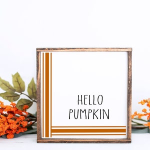 Hello Pumpkin Sign, Fall Decoration, Pumpkin Welcome Wooden Sign, Fall Wall Art
