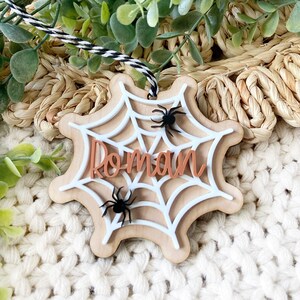 Personalized Spider Web Halloween Treat Tag, Halloween Boo Basket Tag, Custom Name Tag, Halloween Decoration, Trick or Treat Bag Tag