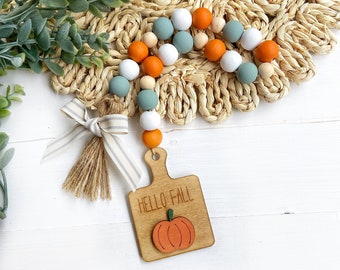 Fall Wood Bead Garland, Pumpkin Decor, Fall Tiered Tray Decor, Pumpkin Garland, Autumn Wooden Beads, Fall Decoration