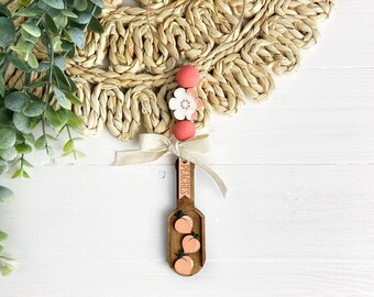 Peach Wooden Mini Scoop, Summer Beaded Garland, Fake Fruit Canister Scoop, Tiered Tray Decor