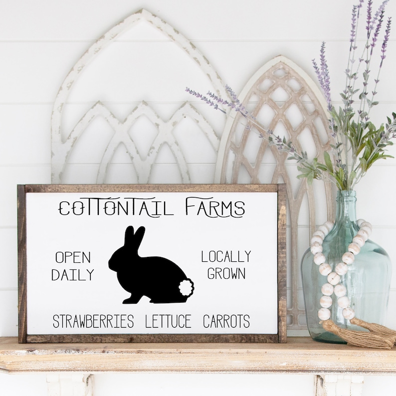 Spring Sign Cottontail Farms Easter Bunny Wood Sign Easter Sign Fireplace Decor