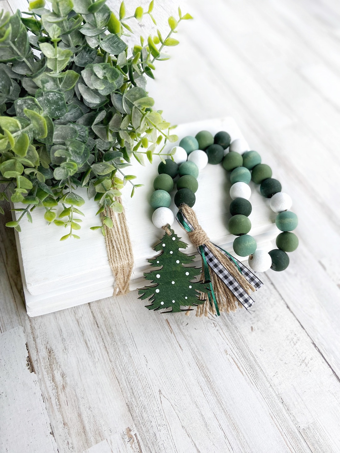 Mini Christmas Tree Christmas Garland, Green Bead Garland, Buffalo ...