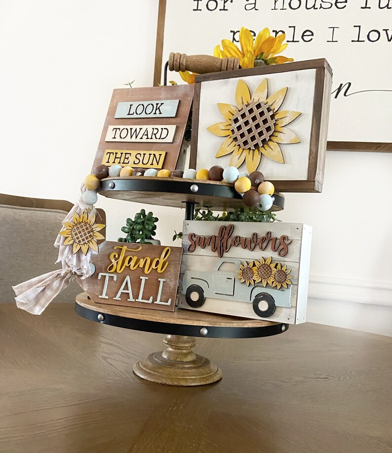 Sunflower Tiered Tray Decor Bundle Fall Decor Center Piece - Etsy