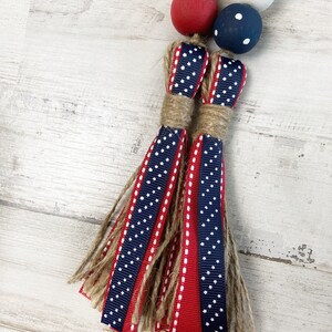 Red White and Blue Wood Bead Garland, 4th of July Decor, Patriotic Wooden Bead Garland, Independence Day Tiered Tray Decor image 4