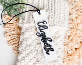 Personalized Christmas Wood Stocking Tags, Custom Stocking Name Tags, Christmas Gift Tags, Holiday Gift Tags,