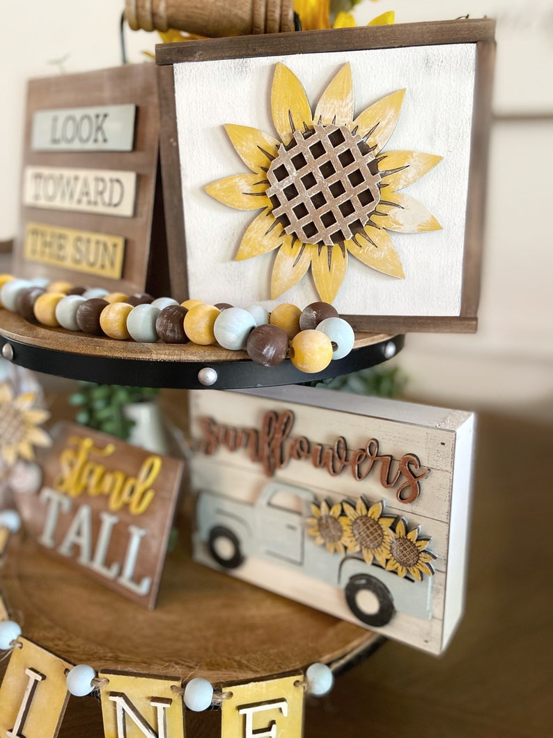 Sunflower Tiered Tray Decor Bundle Fall Decor Center Piece - Etsy