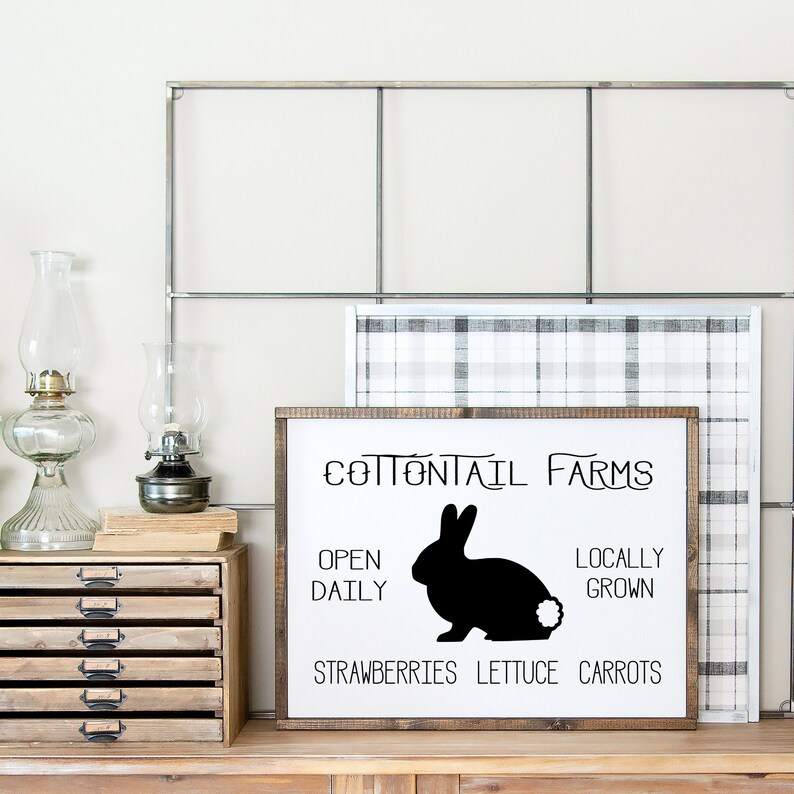 Spring Sign Cottontail Farms Easter Bunny Wood Sign Easter Sign Fireplace Decor