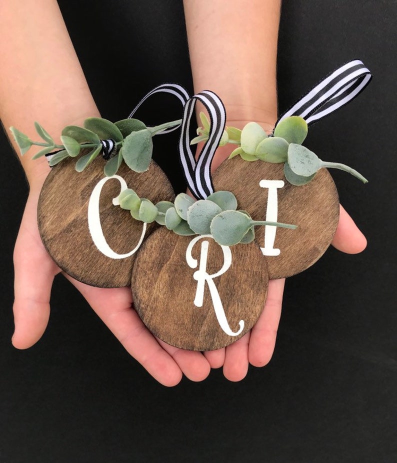 Wood Christmas Ornaments Stocking Name Tags Name Ornament Etsy