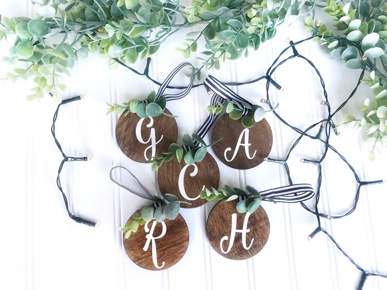 Wood Christmas Ornaments Stocking Name Tags Name Ornament Etsy