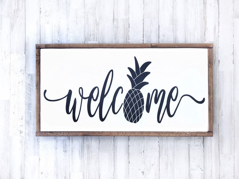 Welcome Sign Front Door Pineapple Decor