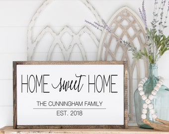 Home Sweet Home Custom Last Name Sign, Wooden Established Sign,