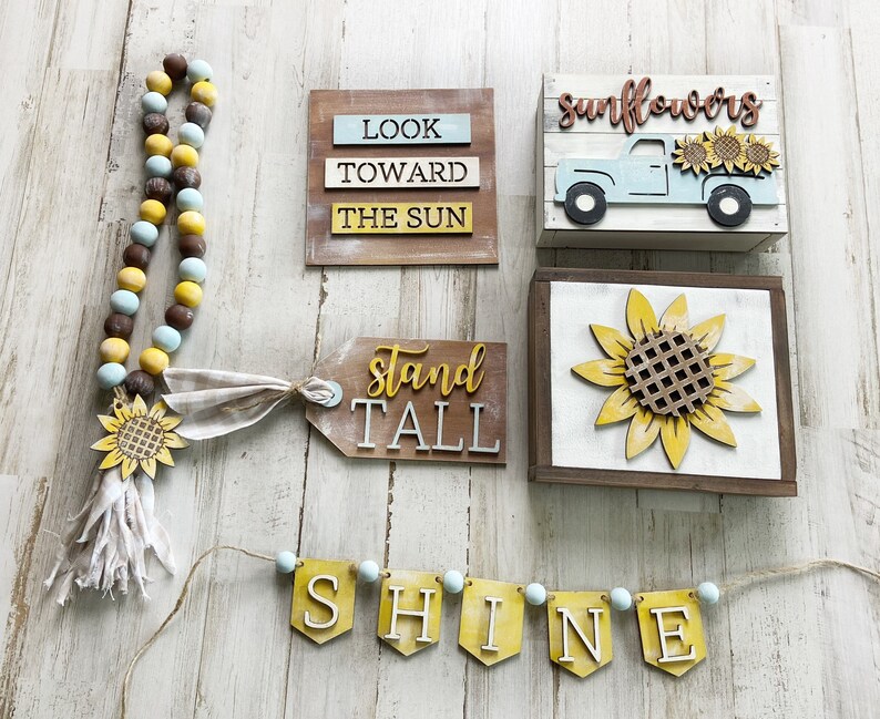 Sunflower Tiered Tray Decor Bundle Fall Decor Center Piece - Etsy