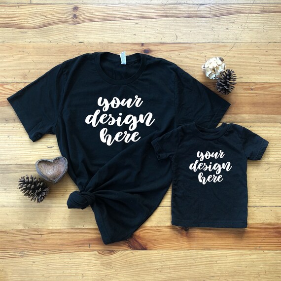 Bella 3001 Black Mommy And Me Mock Up Flat Lay Styled Mom And Etsy