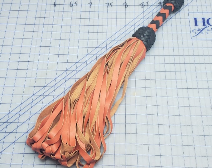 Orange Looped Italian Leather Flogger