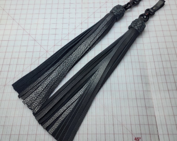 All Black Leather Poi Flogger Set