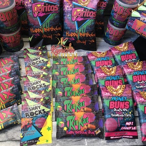 90s Party Favors | Custom Hip Hop Favors | Birthday Favors | 90s House Party Chip Bags | Throwback Party |90s Chip Bags| 12 quantity