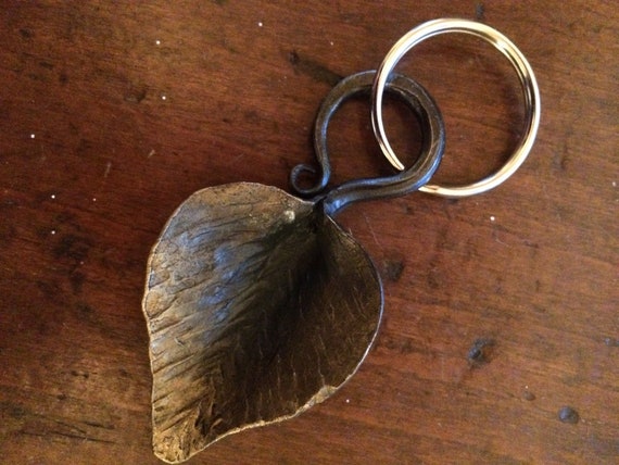 Blacksmith Hand Forged Leaf Keyring Collectables Telephoneheights Keyrings