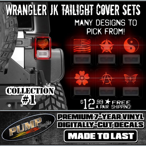 2-pc Brake Light Overlay Set cut to fit All Jeep Wrangler JK Models! - Collection #1 - Free Shipping!