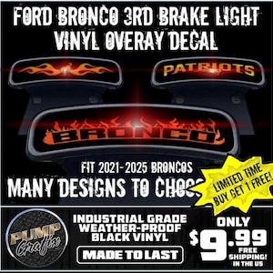 2021-2025 Ford Bronco 3rd Brake Light Cover Overlay Decals - Free Shipping! Buy 1 Get 1 Free! (Limited Time Offer) Collection #2