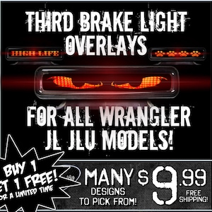 3rd Brake Light Overlays for All Jeep Wrangler JL JLU Models! - Free Shipping! - Buy 1 Get 1 Free!